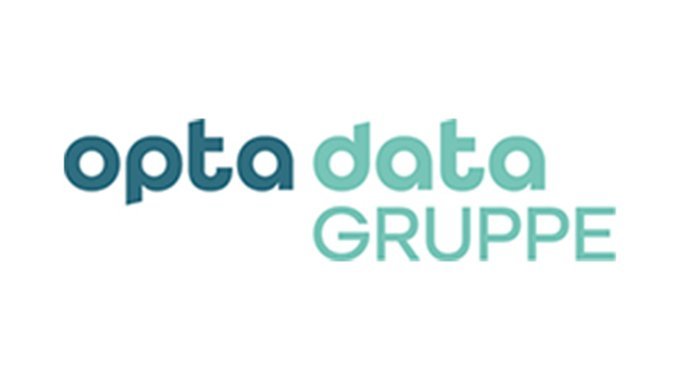 Das Logo der opta data Gruppe zeigt den Schriftzug in verschiedenen Blau- und Grüntönen auf weißem Hintergrund.